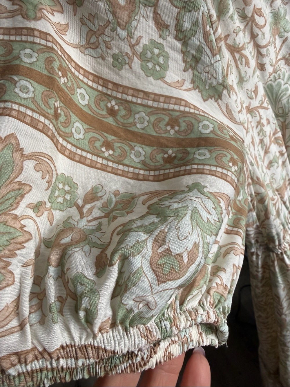 by the river boho floral midi maxi dress cream sage puff sleeve size s - Picture 7 of 10